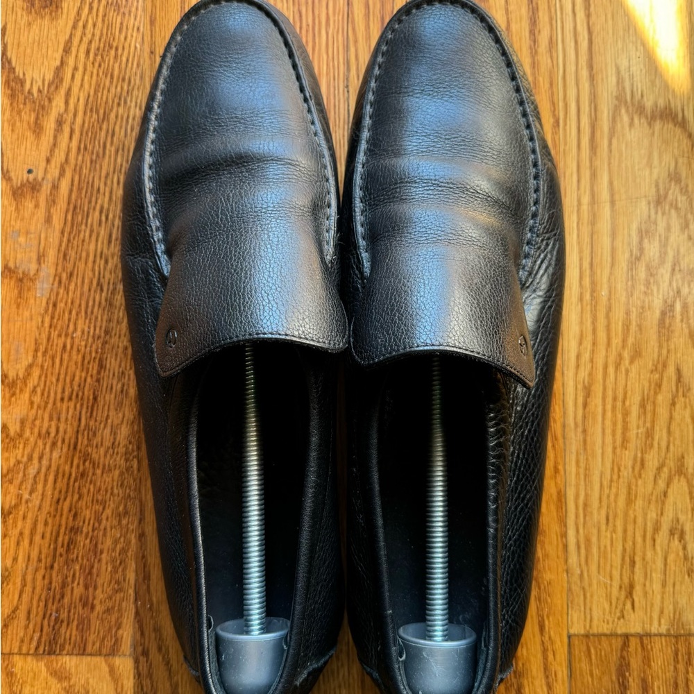 Giorgio Armani Black Leather Slip-On Loafers